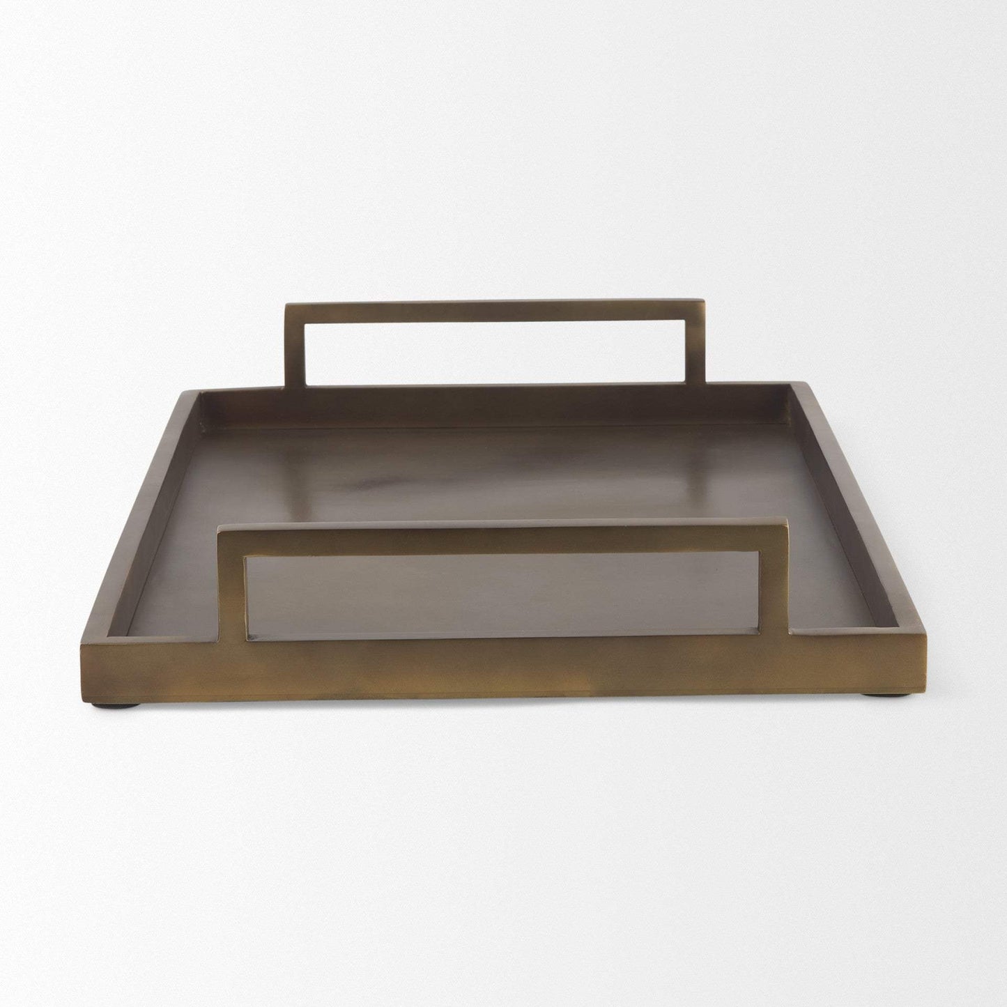 15" Gold Aluminum Hand Finished Vanity Tray With Handles - HomeRoots - Flyclothing LLC