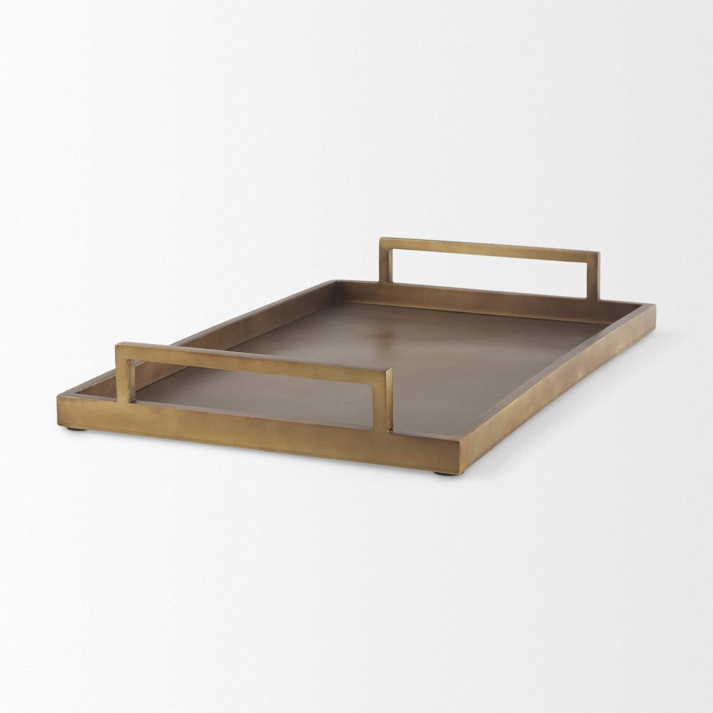 15" Gold Aluminum Hand Finished Vanity Tray With Handles - HomeRoots - Flyclothing LLC