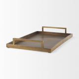 15" Gold Aluminum Hand Finished Vanity Tray With Handles - HomeRoots - Flyclothing LLC