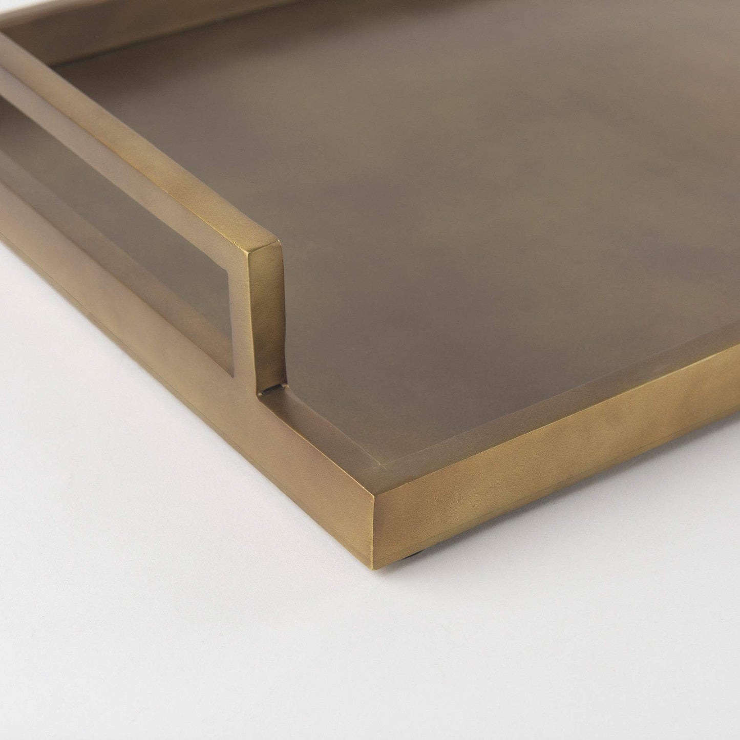 15" Gold Aluminum Hand Finished Vanity Tray With Handles - HomeRoots - Flyclothing LLC