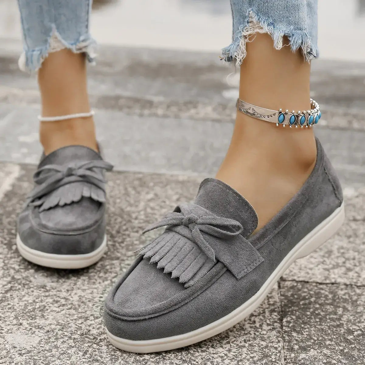 Round Toe Flats Loafers - Trendsi - Flyclothing LLC