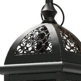 15" Black And Clear Metal And Glass Filigree Tabletop Lantern Candle Holder - HomeRoots - Flyclothing LLC