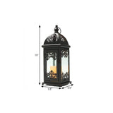 15" Black And Clear Metal And Glass Filigree Tabletop Lantern Candle Holder - HomeRoots - Flyclothing LLC