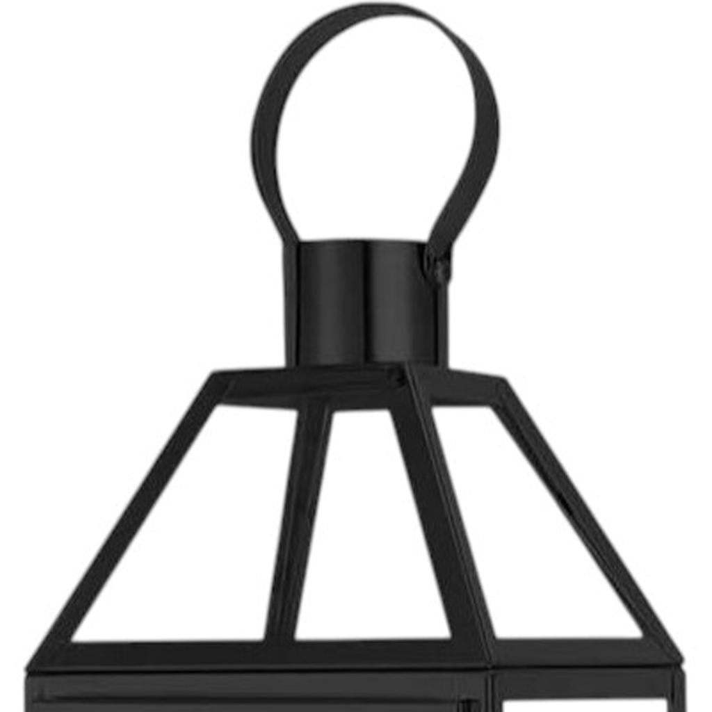 16" Black And Clear Glass And Metal Tabletop Lantern Candle Holder - HomeRoots - Flyclothing LLC