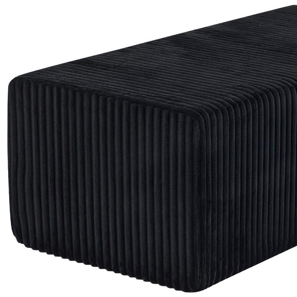 51" Black Corduroy Ottoman - HomeRoots - Flyclothing LLC