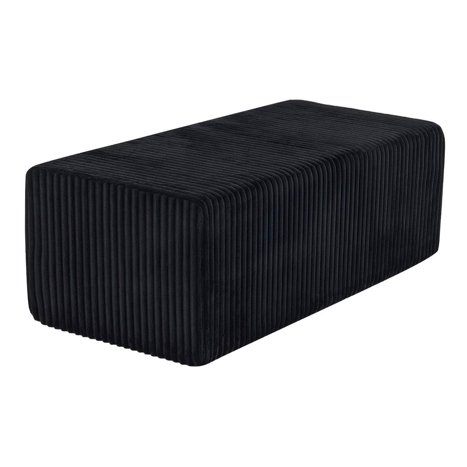 51" Black Corduroy Ottoman - HomeRoots - Flyclothing LLC
