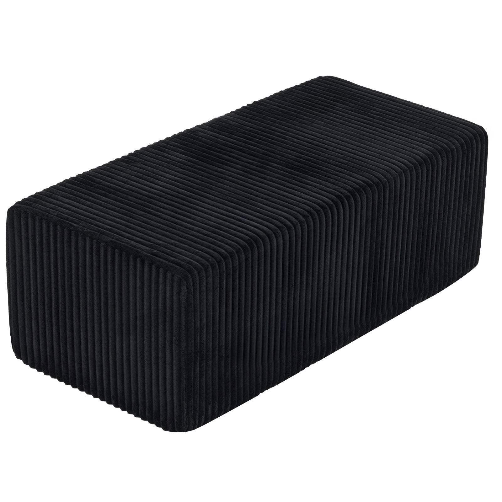 51" Black Corduroy Ottoman - HomeRoots - Flyclothing LLC
