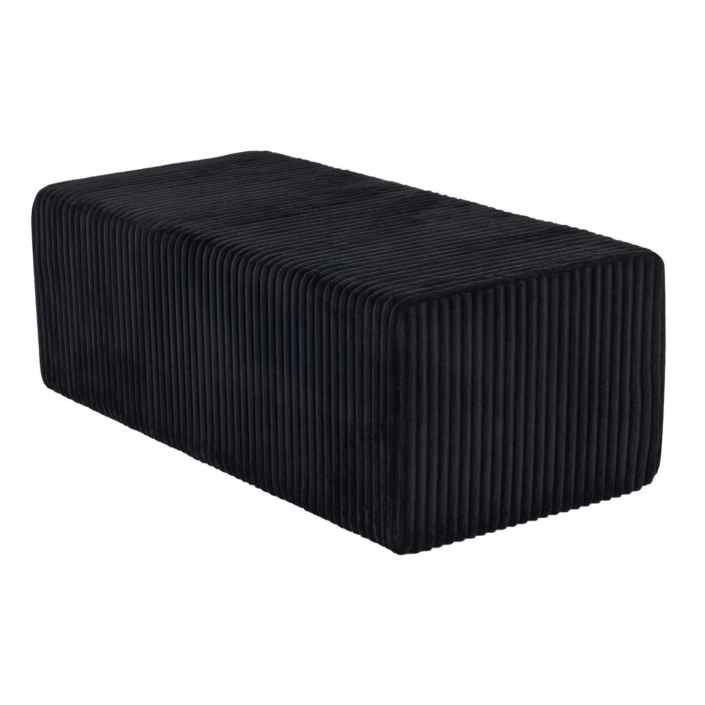 51" Black Corduroy Ottoman - HomeRoots - Flyclothing LLC