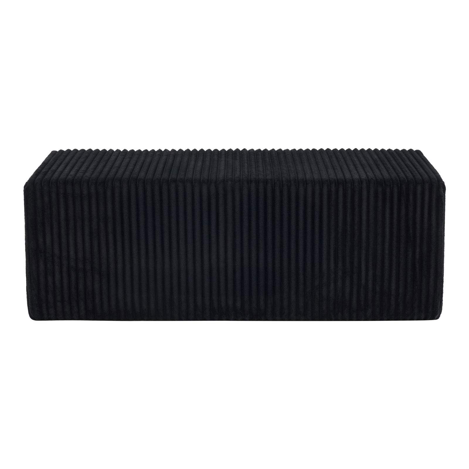 51" Black Corduroy Ottoman - HomeRoots - Flyclothing LLC