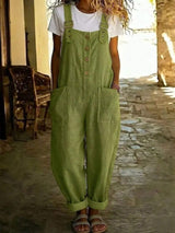 Casual Button Front Wide Leg Overalls - Trendsi - Flyclothing LLC