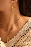 Stainless Steel Heart Earrings and Necklace Set - Trendsi