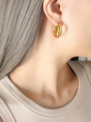 18K Gold-Plated Titanium Steel Huggie Earrings - Trendsi