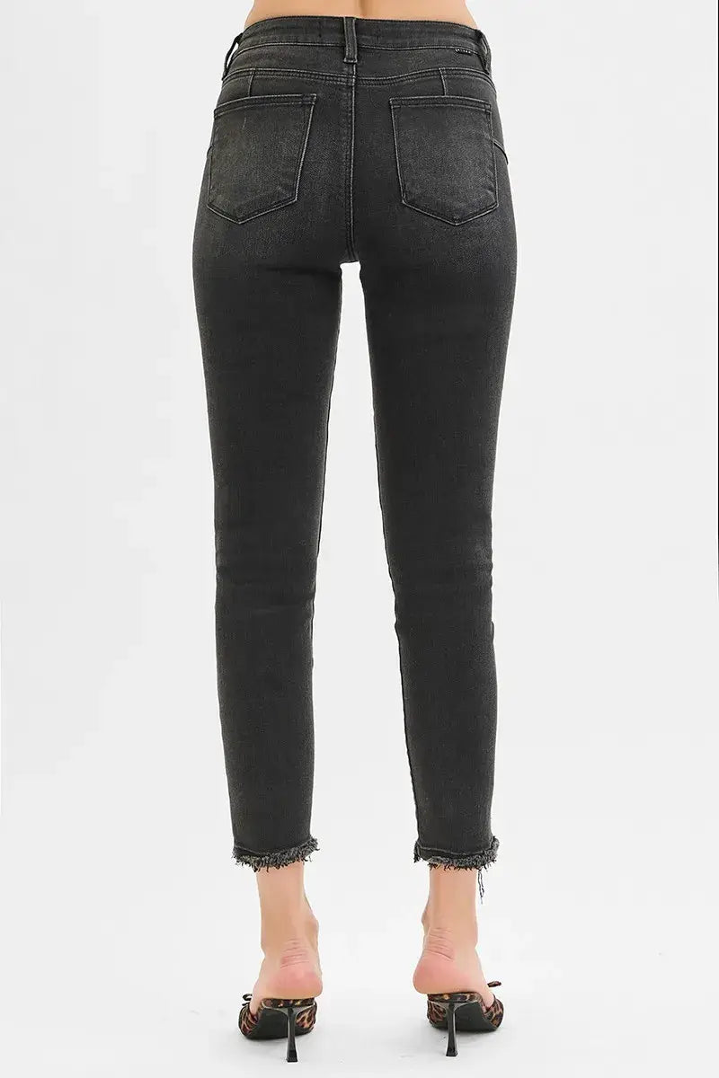 RISEN Full Size Tummy Control Mid Rise Crop Skinny Jeans Plus Size - Trendsi - Flyclothing LLC
