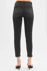 RISEN Full Size Tummy Control Mid Rise Crop Skinny Jeans Plus Size - Trendsi - Flyclothing LLC