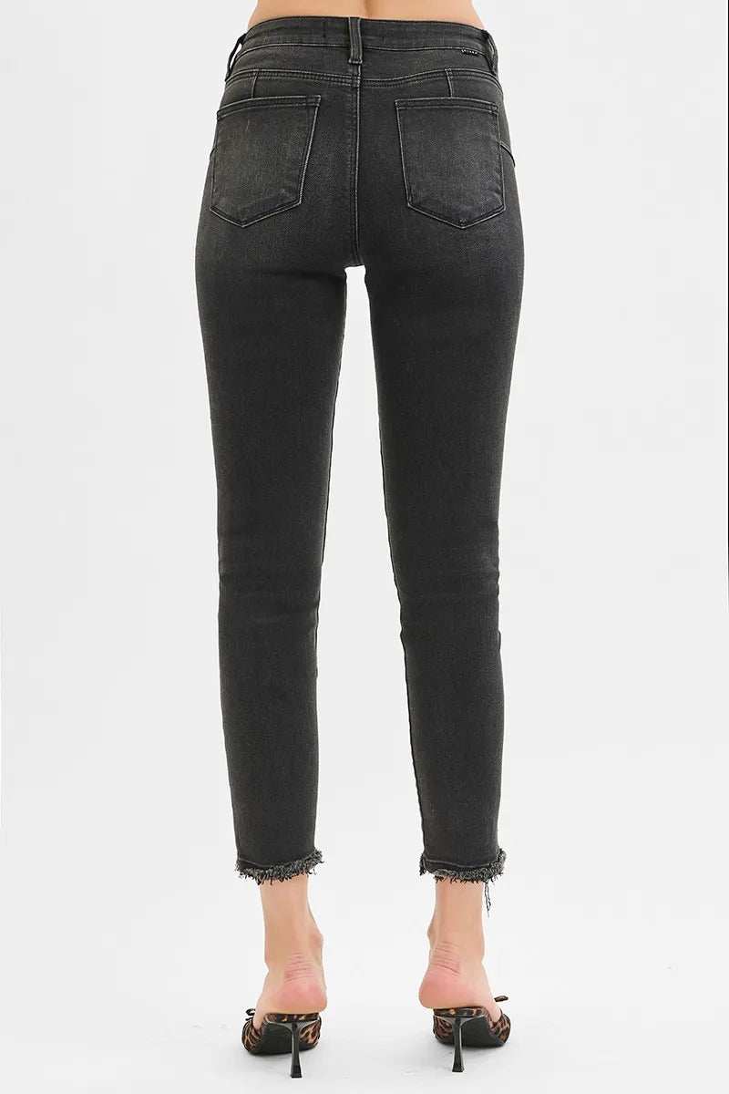 RISEN Full Size Tummy Control Mid Rise Crop Skinny Jeans Plus Size - Trendsi - Flyclothing LLC