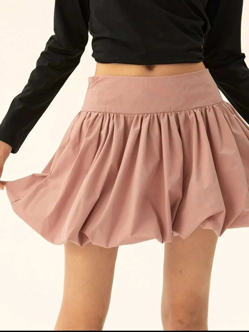 Ruched Bubble Hem Mini Skirt - Trendsi - Flyclothing LLC