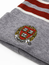 Harvard University Veritas Shield Pom Pom Beanie - Gray/Burgundy/White