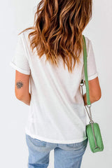 Letter Graphic Round Neck Short Sleeve T-Shirt - Trendsi - Flyclothing LLC