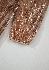 Backless Sequin Mock Neck Long Sleeve Mini Dress - Trendsi - Flyclothing LLC