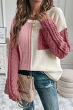 Color Block Round Neck Long Sleeve Sweater - Trendsi - Flyclothing LLC