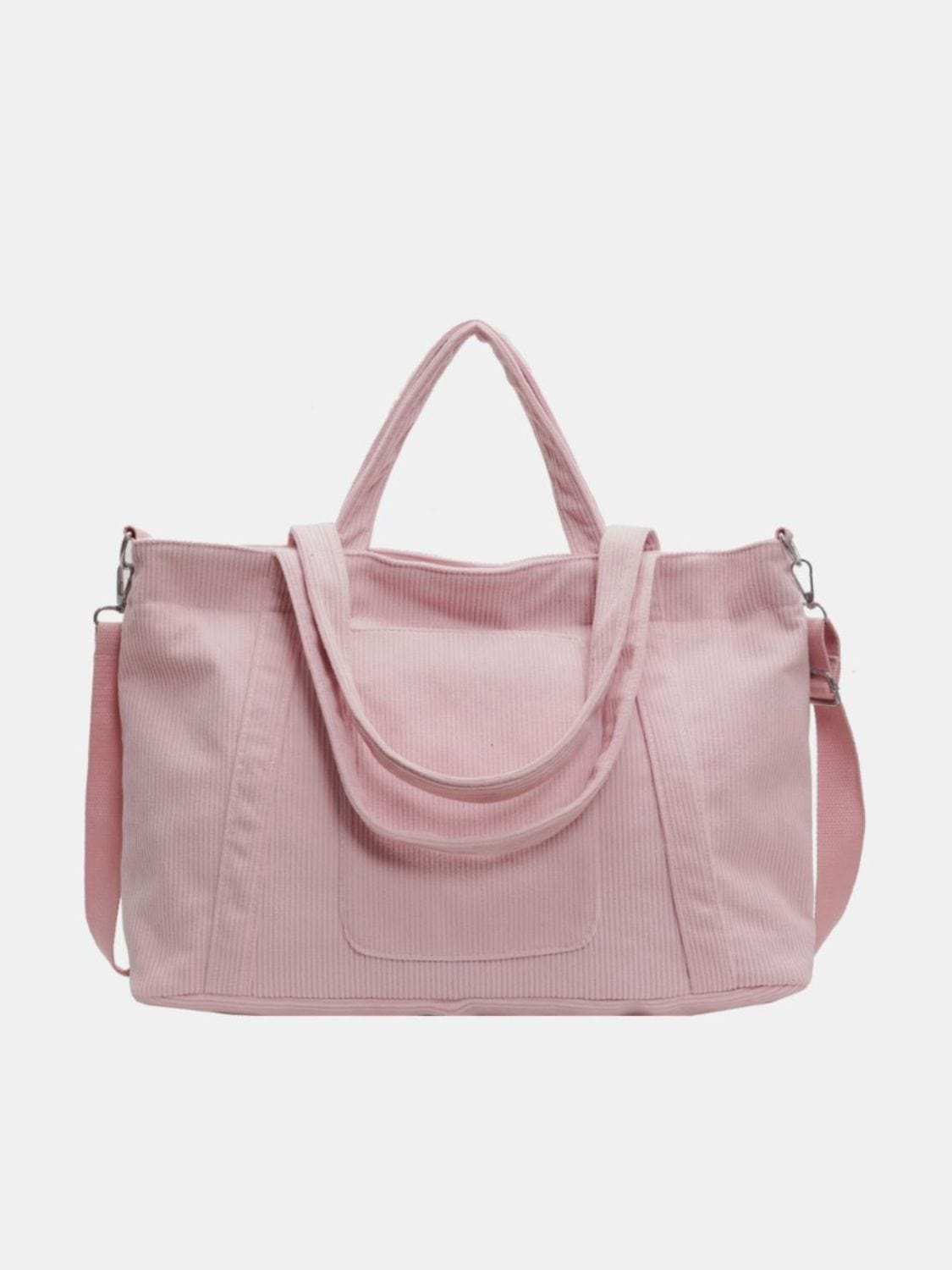 Corduroy Solid Large Tote Bag - Trendsi