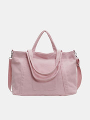 Corduroy Solid Large Tote Bag - Trendsi