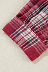 Raw Hem Drawstring Plaid Denim Jacket - Trendsi - Flyclothing LLC