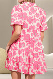 Printed Collared Neck Short Sleeve Mini Dress - Trendsi - Flyclothing LLC