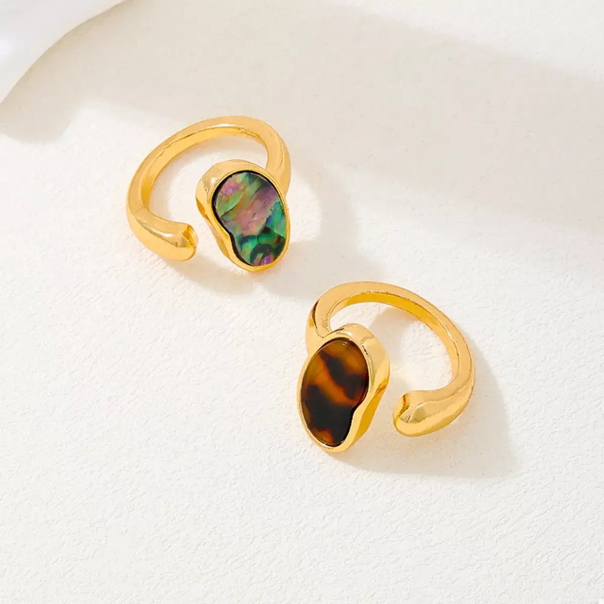 18K Gold-Plated Oval Open Ring - Trendsi - Flyclothing LLC