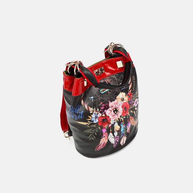 Nicole Lee USA Flower Pattern Adjustable Strap Backpack Bag - Trendsi - Flyclothing LLC