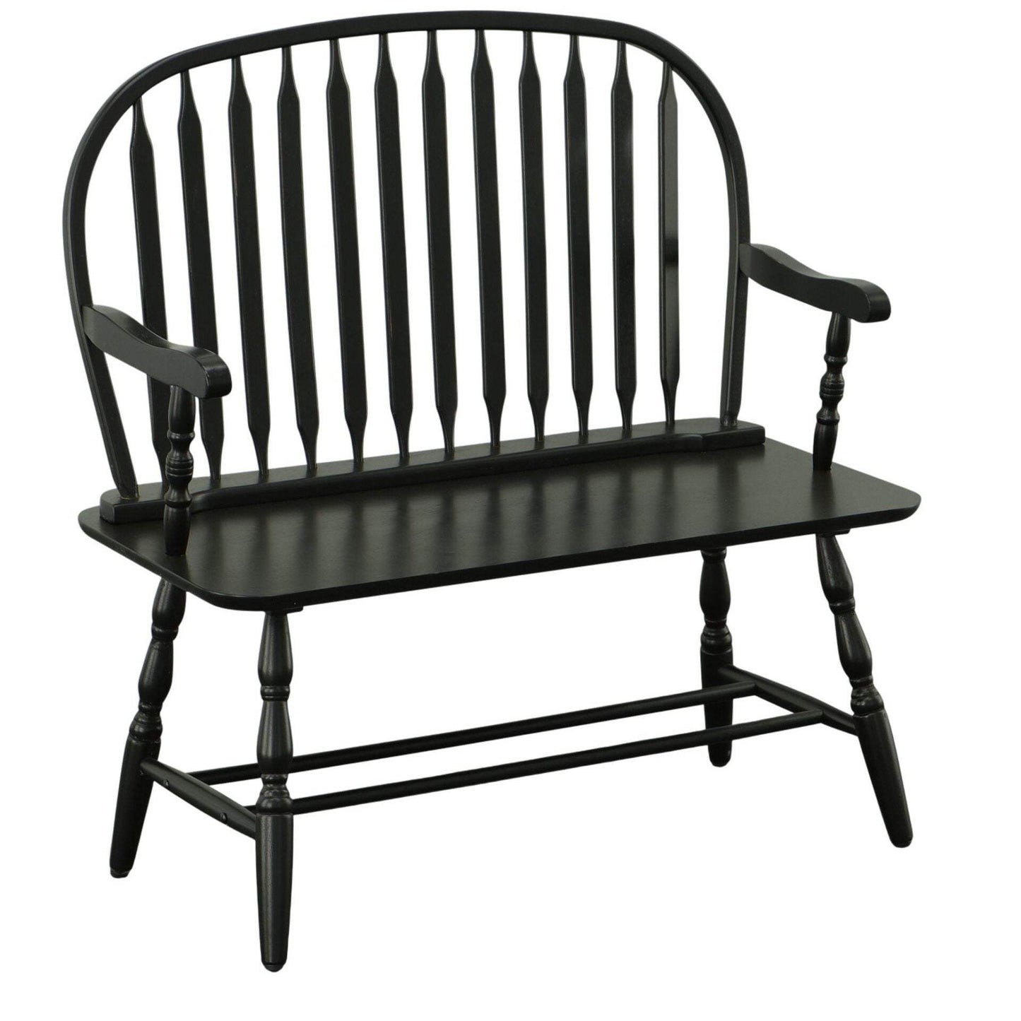 44" Black Wood Windsor Spindle Back Bench - HomeRoots - Flyclothing LLC