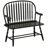 44" Black Wood Windsor Spindle Back Bench - HomeRoots - Flyclothing LLC