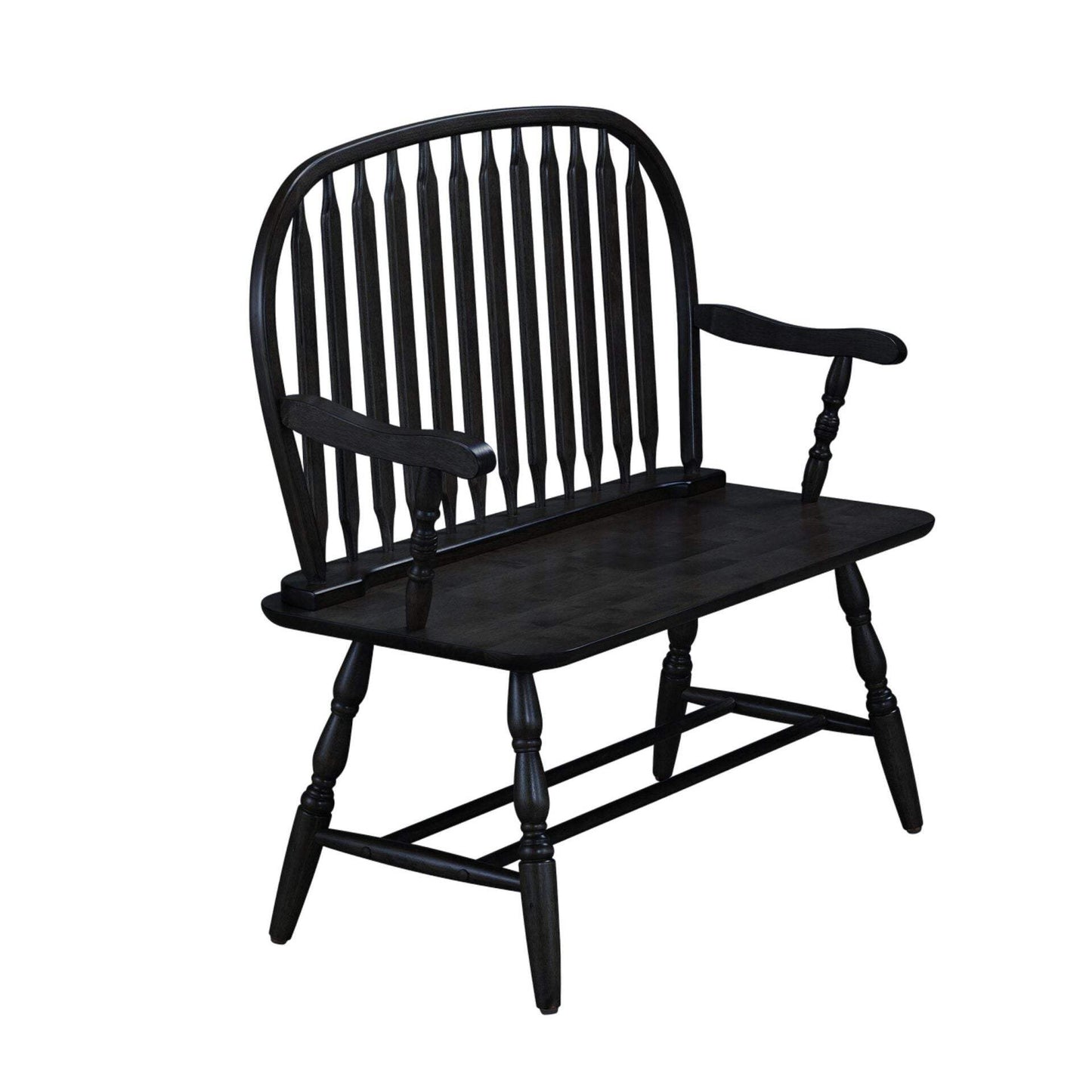 44" Black Wood Windsor Spindle Back Bench - HomeRoots - Flyclothing LLC
