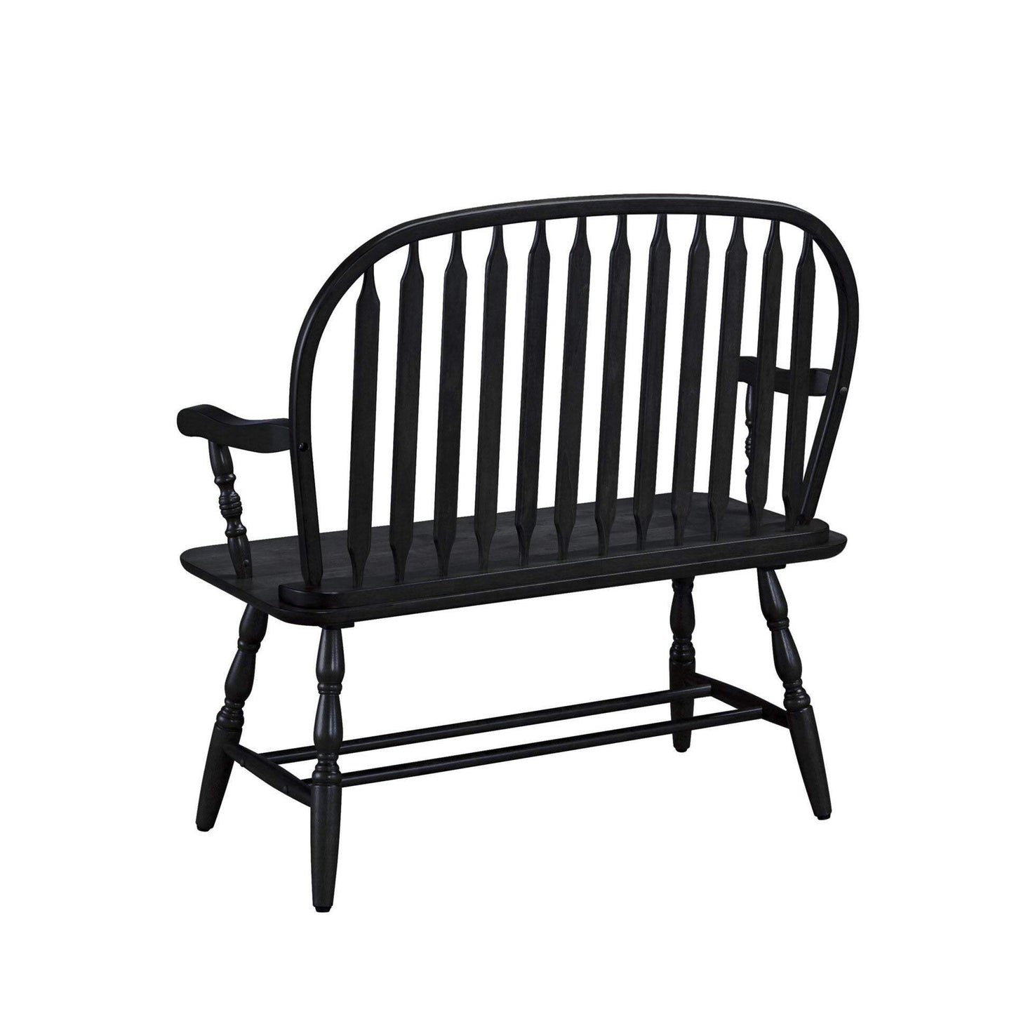 44" Black Wood Windsor Spindle Back Bench - HomeRoots - Flyclothing LLC