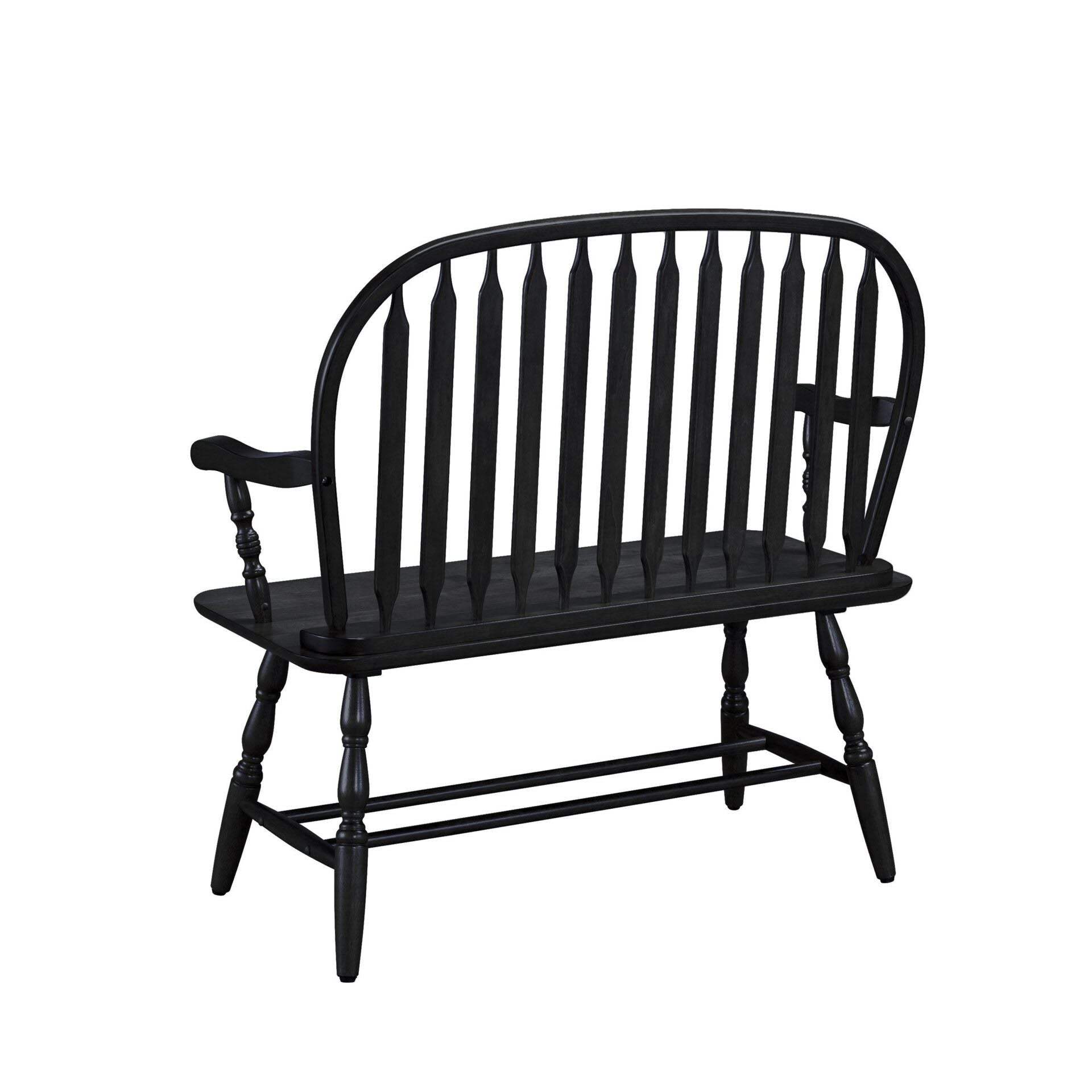 44" Black Wood Windsor Spindle Back Bench - HomeRoots - Flyclothing LLC