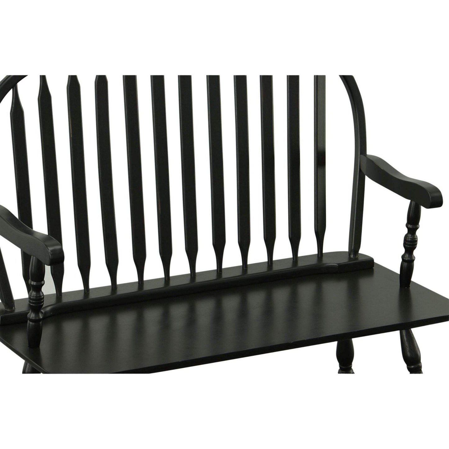 44" Black Wood Windsor Spindle Back Bench - HomeRoots - Flyclothing LLC