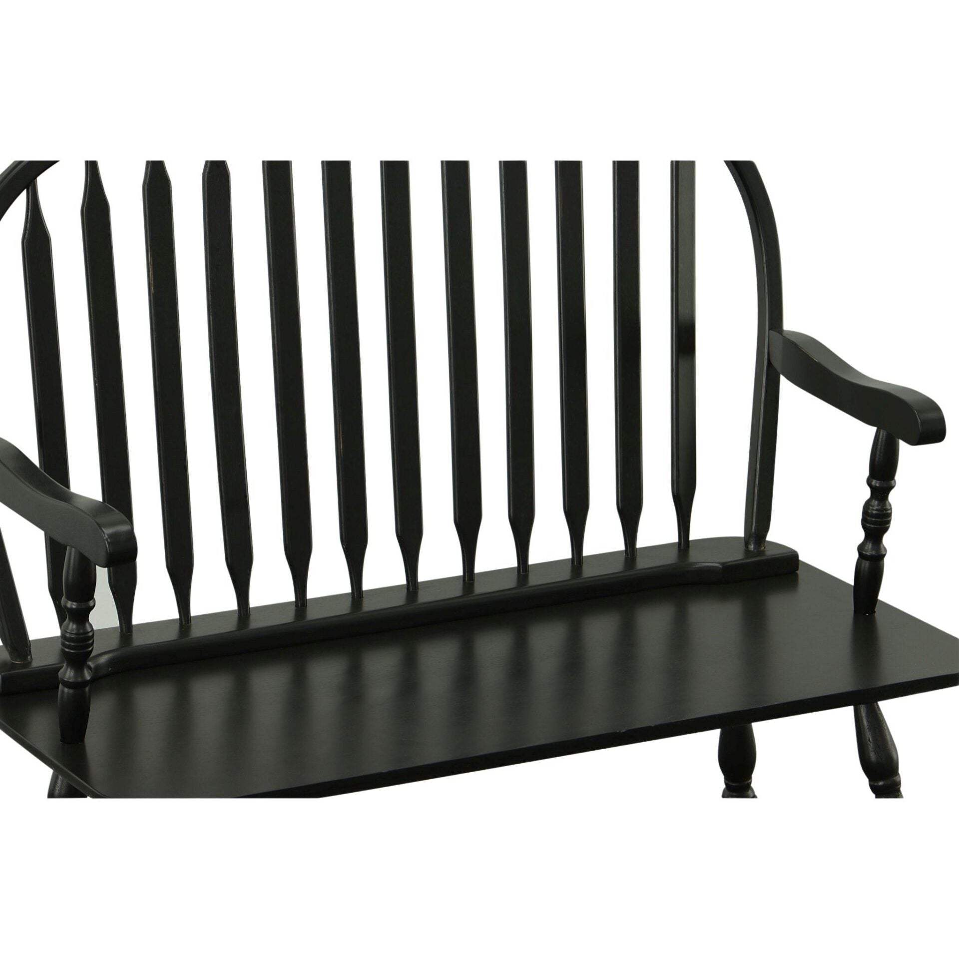 44" Black Wood Windsor Spindle Back Bench - HomeRoots - Flyclothing LLC