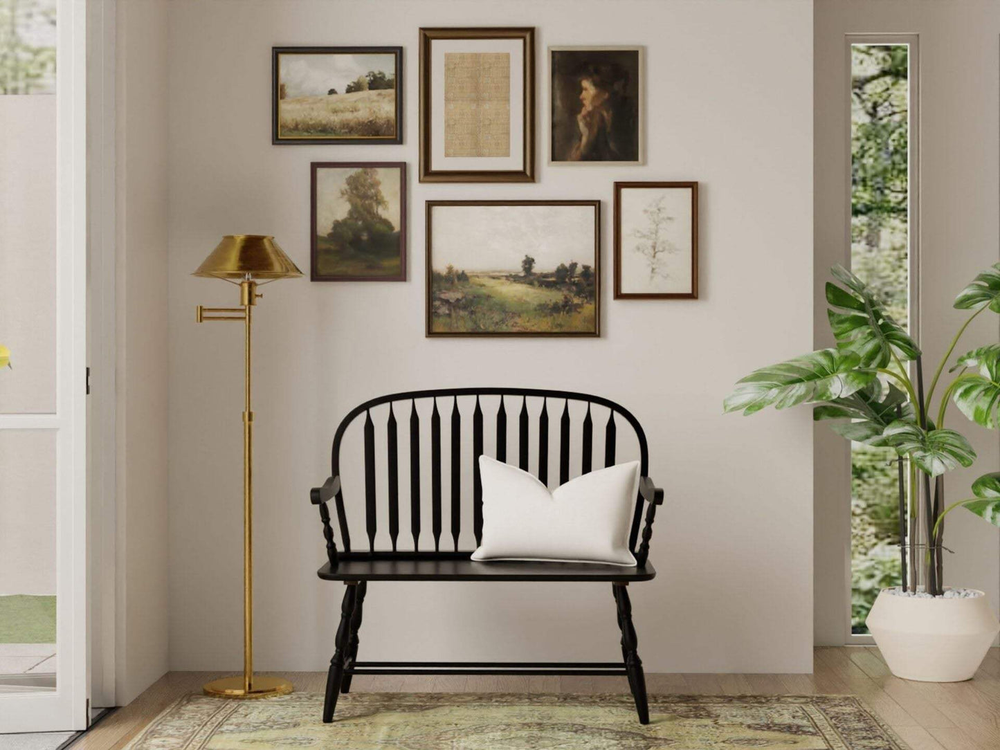 44" Black Wood Windsor Spindle Back Bench - HomeRoots - Flyclothing LLC