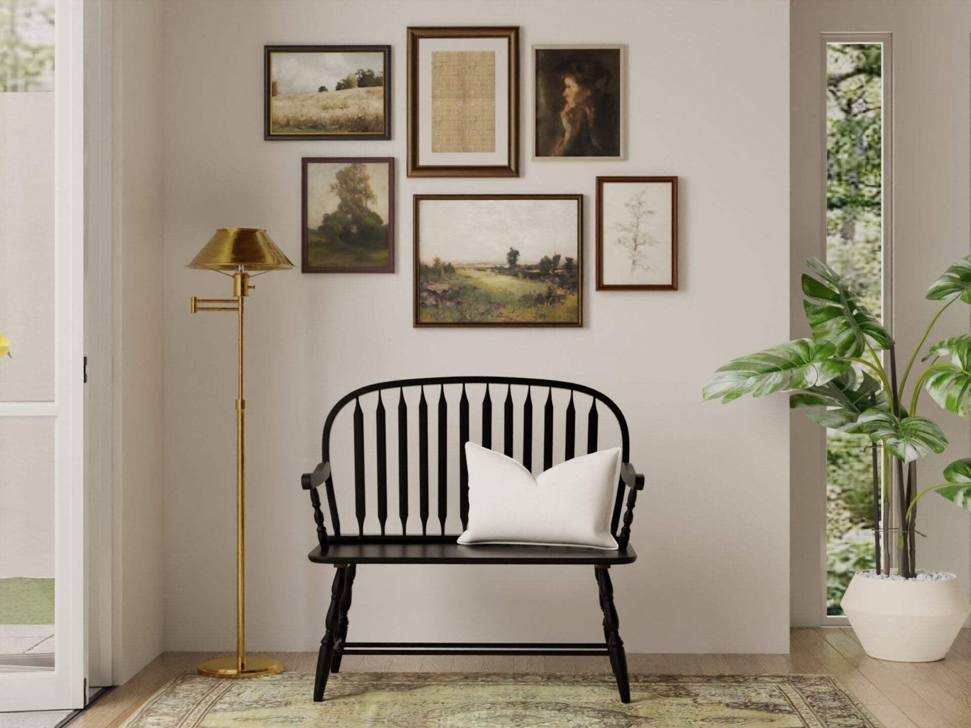 44" Black Wood Windsor Spindle Back Bench - HomeRoots - Flyclothing LLC
