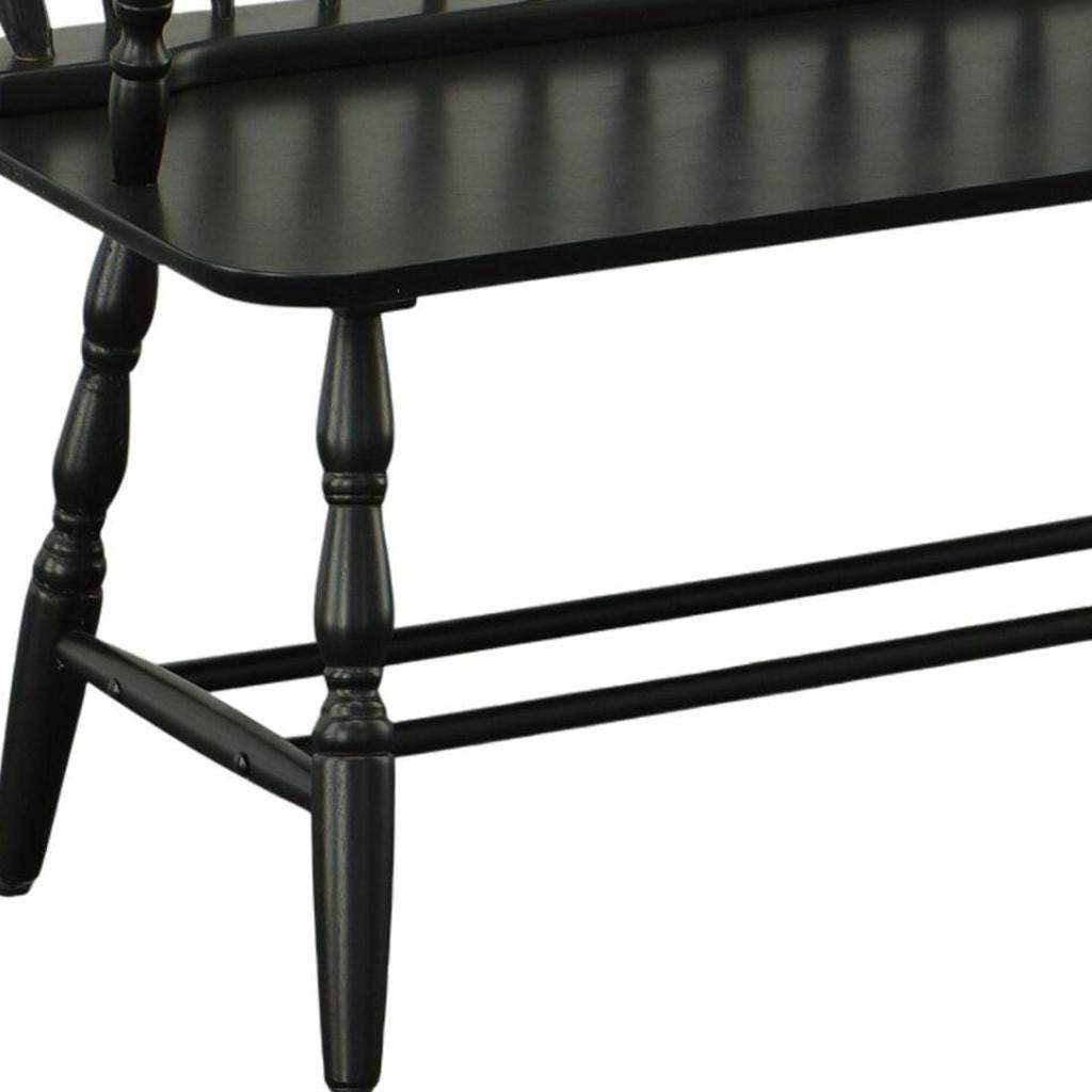 44" Black Wood Windsor Spindle Back Bench - HomeRoots - Flyclothing LLC