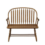 44" Oak Wood Windsor Spindle Back Bench - HomeRoots - Flyclothing LLC