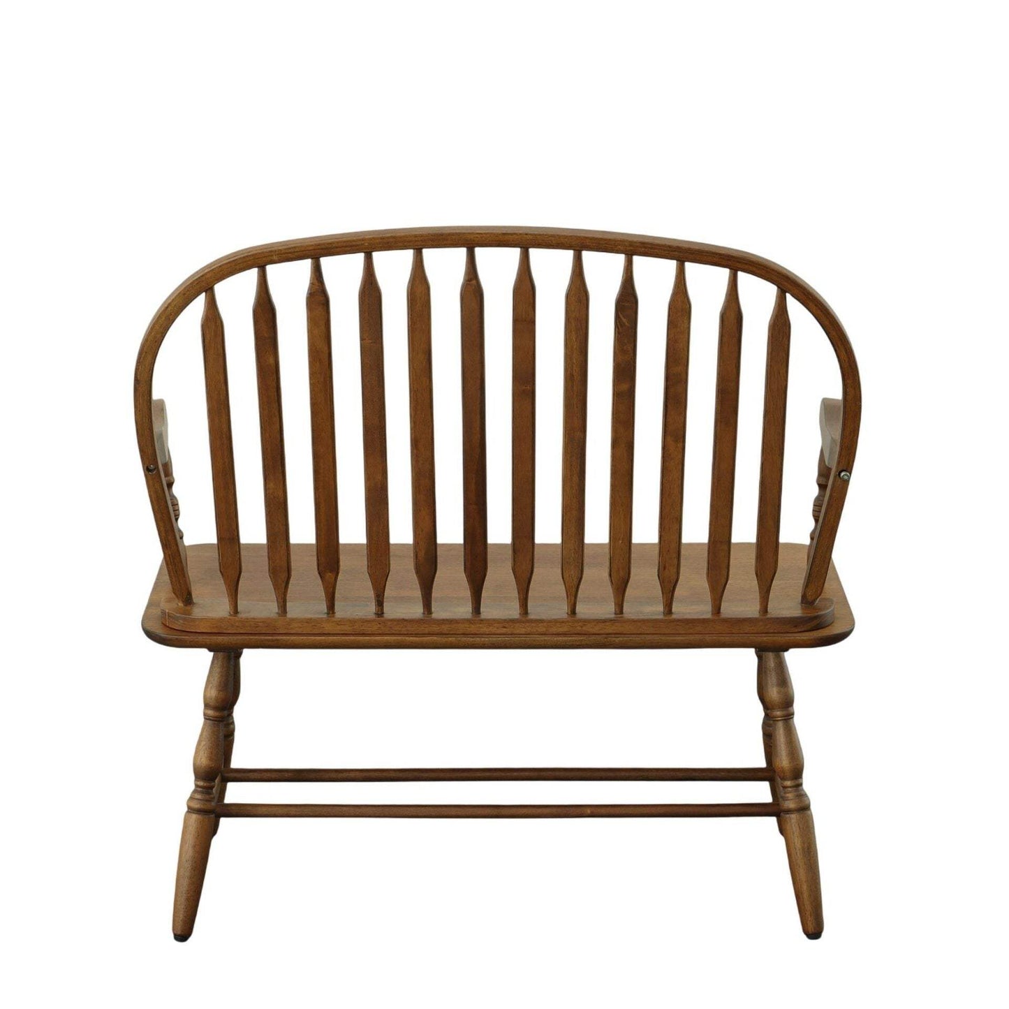 44" Oak Wood Windsor Spindle Back Bench - HomeRoots - Flyclothing LLC