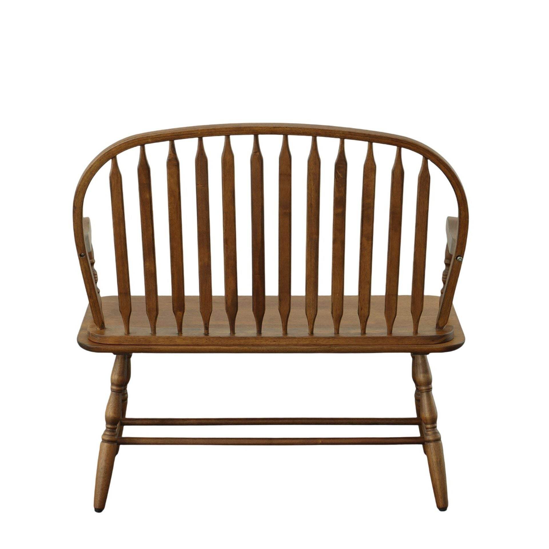 44" Oak Wood Windsor Spindle Back Bench - HomeRoots - Flyclothing LLC