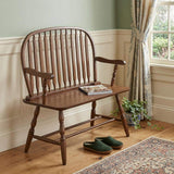 44" Dark Brown Wood Windsor Spindle Back Bench - HomeRoots - Flyclothing LLC