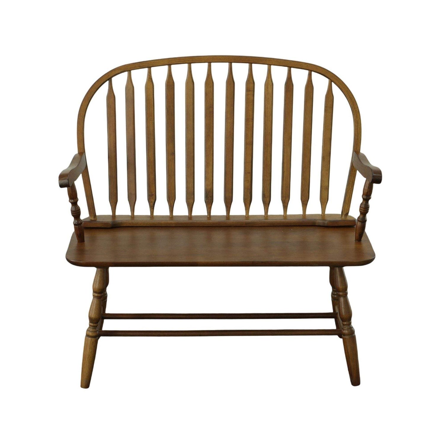 44" Dark Brown Wood Windsor Spindle Back Bench - HomeRoots - Flyclothing LLC