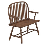 44" Dark Brown Wood Windsor Spindle Back Bench - HomeRoots - Flyclothing LLC