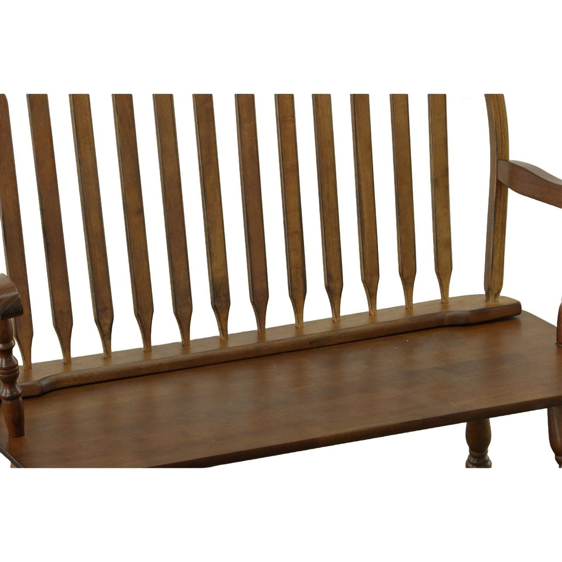 44" Dark Brown Wood Windsor Spindle Back Bench - HomeRoots - Flyclothing LLC