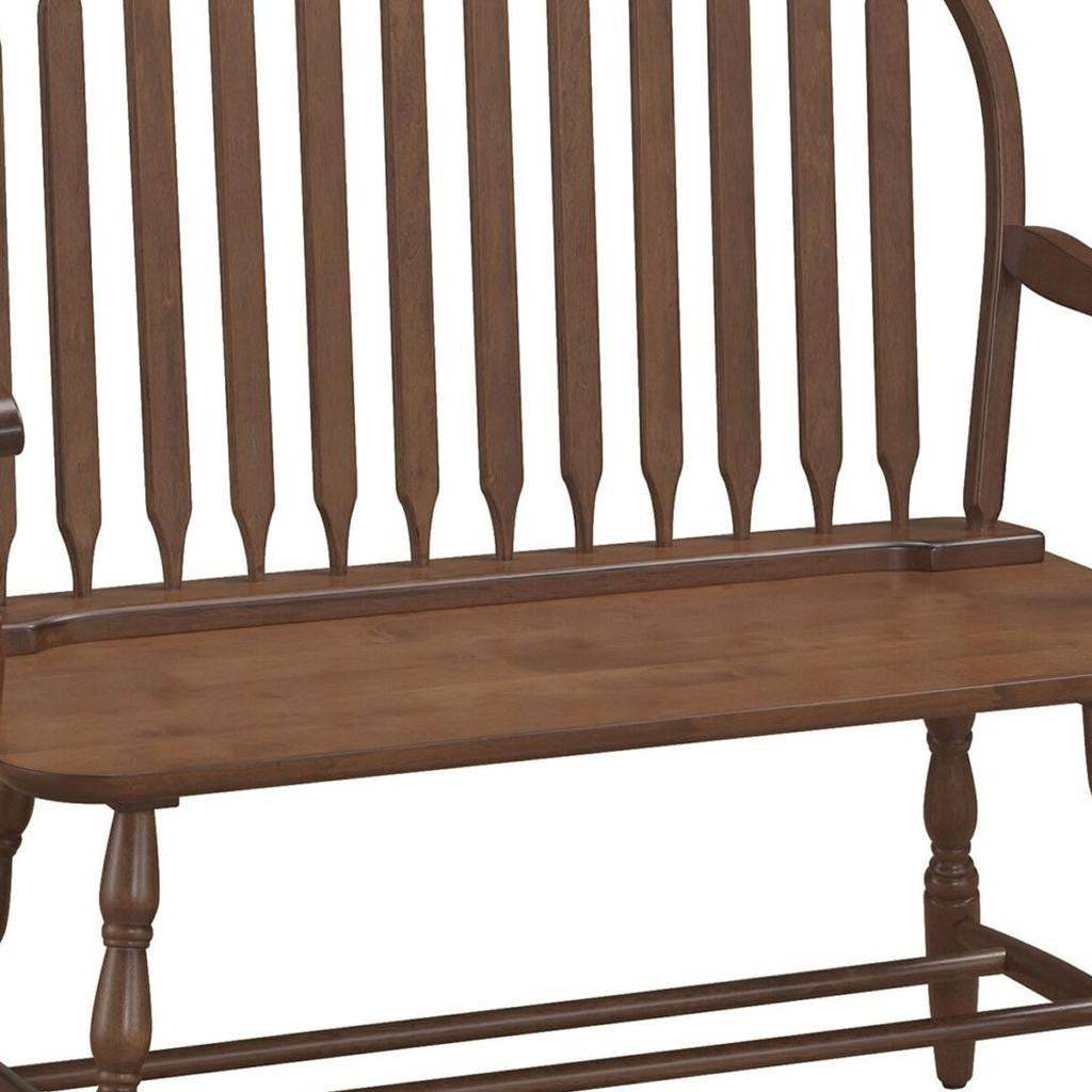 44" Dark Brown Wood Windsor Spindle Back Bench - HomeRoots - Flyclothing LLC