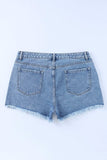 High Rise Crossover Waist Denim Shorts - Trendsi - Flyclothing LLC