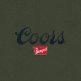 Coors Banquet The Legend Left Chest Front and Back Print T-Shirt - Military Green